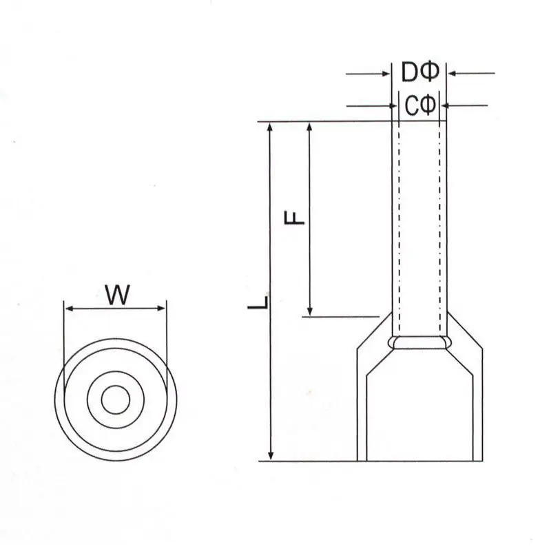 100 pieces/package E0508 E7508 E1008 E1508 E2508 insulated bushing junction box cable end wire connector crimping terminal