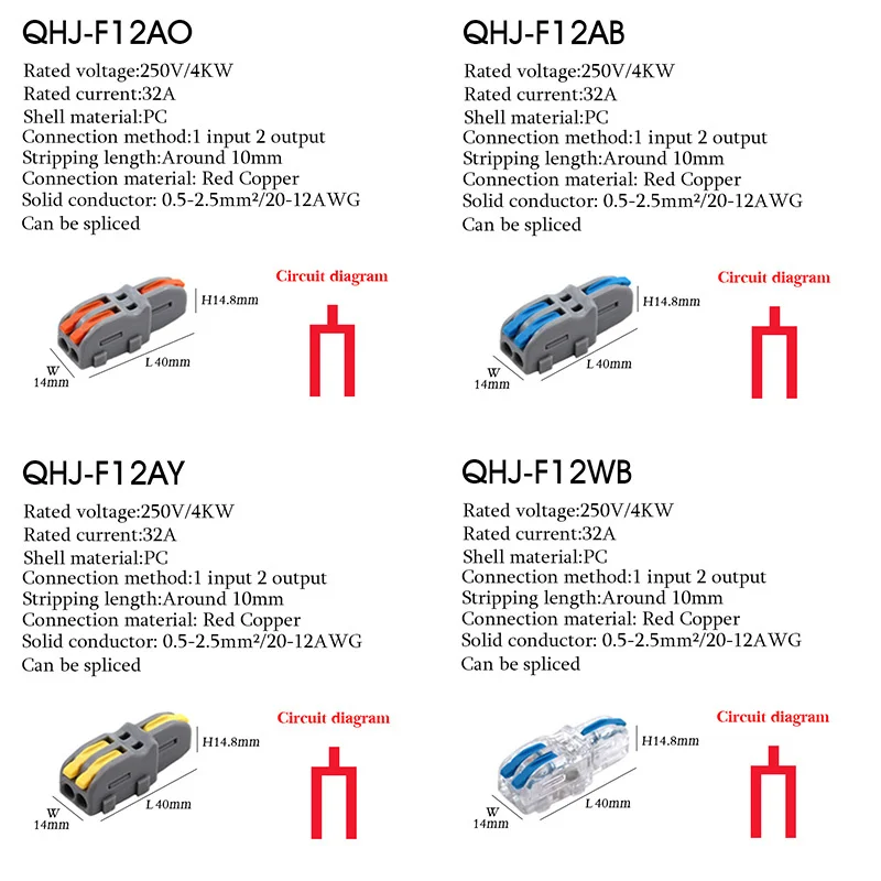 Wire Connector 1 Input Multiple Output Electrical Splitter Push-in Terminal Block Butt Home LED Light Quick Wiring Connectors