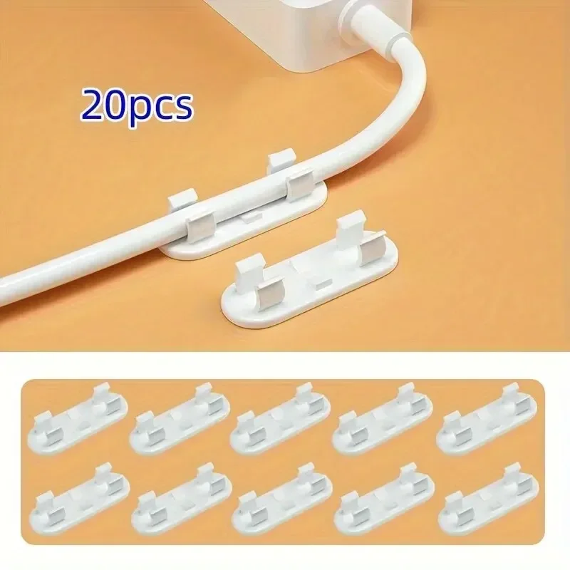 20/50pcs Adjustable Cable Management Clips Adhesive Sticky Wire Clips Cord Holder For TV PC Cable Under Desk Wall Home Office