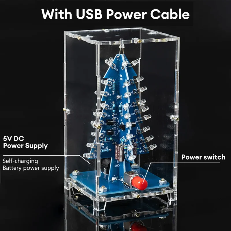 Three-Dimensional 3D Christmas Tree LED DIY Kit Colorful LED Flash Circuit Kit Electronic Fun Suite