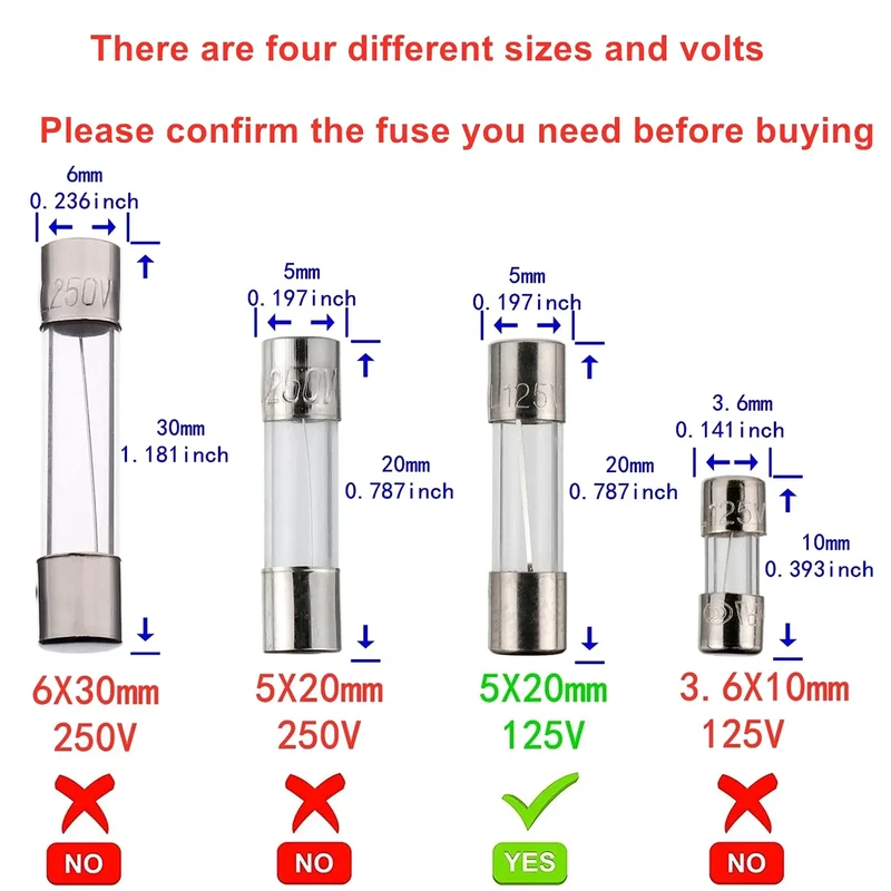 100pcs 5x20mm Quick Blow Glass Tube Fuse Assorted Kit Amp 0.2A 0.5A 1A 2A 3A 5A 8A 10A 15A 20A 250V with Storage Box