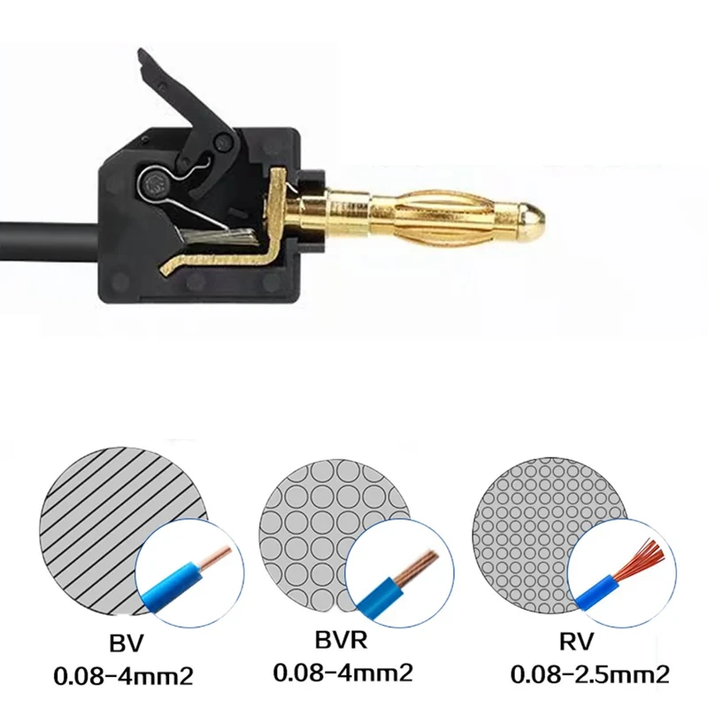Mini Quick Wire connector 24A solder free banana plug gold-plated connector with direct insertion and pressing wire 0.5-2.5mm²