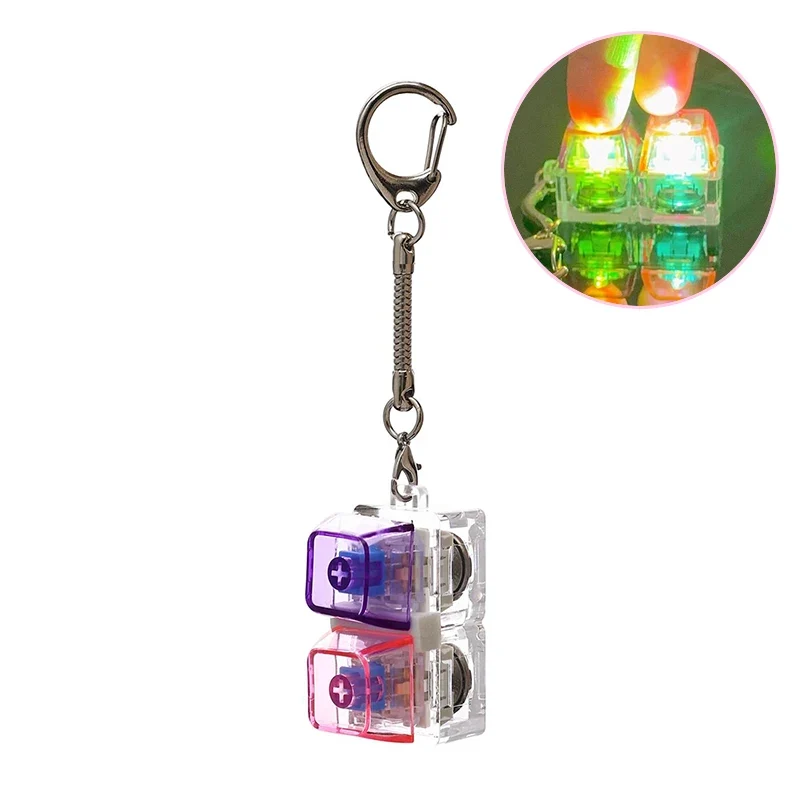 LED 9 Keys Keycap Keychains for Women Men Luminous Stress Relief Finger Pendants Fidget Keyboard Backpack Key Button Keyrings