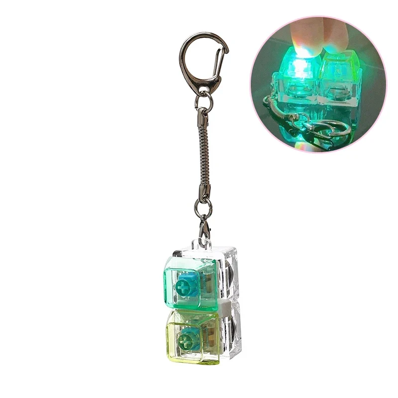 LED 9 Keys Keycap Keychains for Women Men Luminous Stress Relief Finger Pendants Fidget Keyboard Backpack Key Button Keyrings