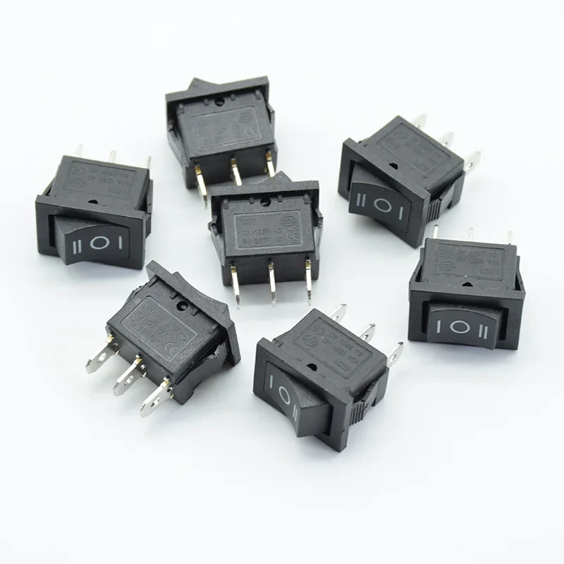 5PCS/lot 21 * 15 * 21mm black SPDT On/Off/On AC 6A/250V 10A/125V 3 Pin Boat Rocker Switch Third Gear 3 Position