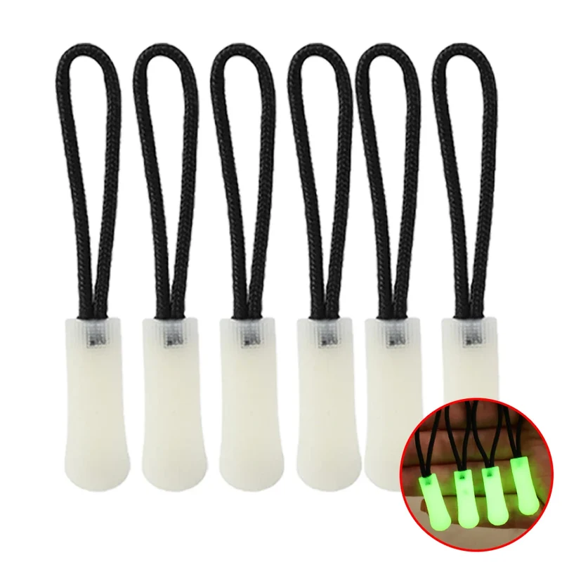 30-3pcs Luminous Zipper Pull Rope Glow in The Dark Zipper Head Anti-lost Backpack Clothes Jackets Slider DIY Repair Sewing Tool