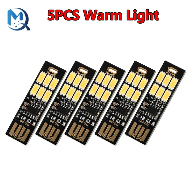 1-10Pcs Portable Mini 5730 USB 6 LED Light 5V Touch Sensor Dimmable Night Light for Power Bank Computer Laptop Book Reading Lamp