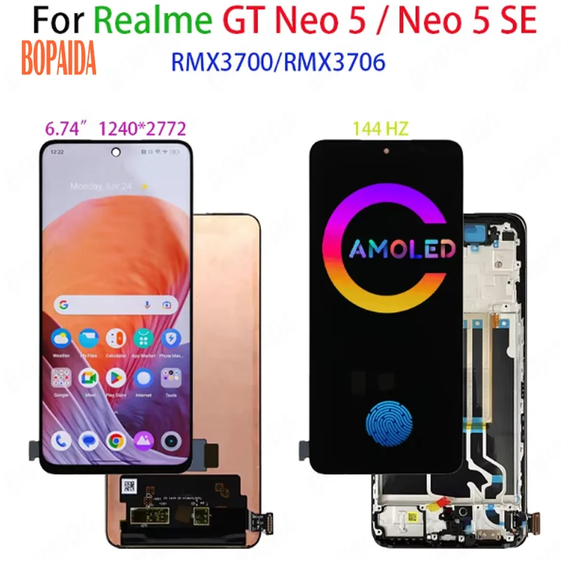 Original AMOLED For Realme GT Neo5 Neo 5 Neo 5 SE RMX3700 RMX3706 LCD Display Touch Screen Digitizer Assembly Replacement Parts