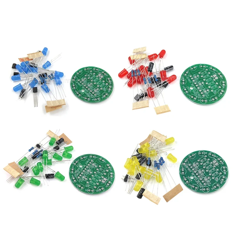 LED Round Water Lamp Production Kit Triode Sports Light Parts DIY Electronic Kit Fun Soldering Component Welding Skill Training