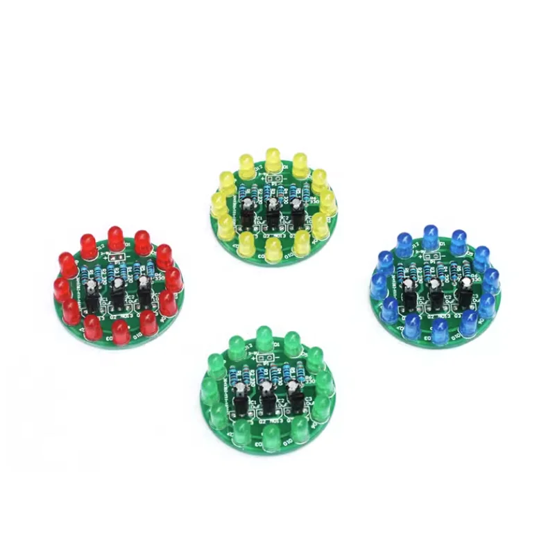 LED Round Water Lamp Production Kit Triode Sports Light Parts DIY Electronic Kit Fun Soldering Component Welding Skill Training