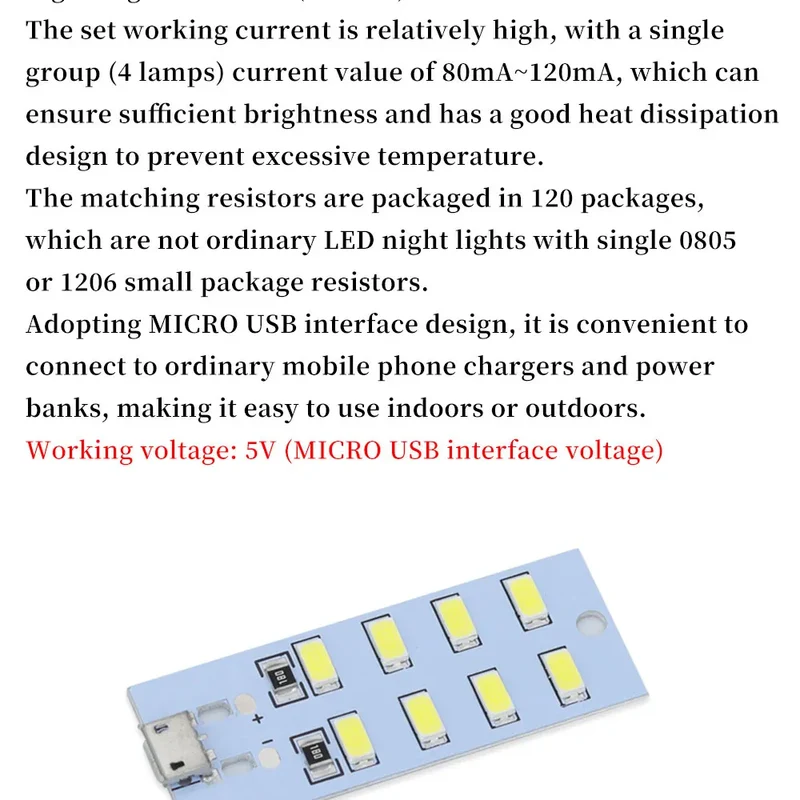 1PCS high quality 5730 smd 5V 430mA~470mA White Mirco Usb 5730 LED lighting panel USB mobile light Emergency light night light