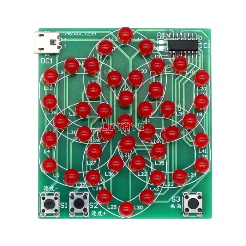 DIY Electronic Kit Multi Style Pattern Electronic Windmill Flowing Water Light 43 LED 5V Fun Soldering Component Training Suite