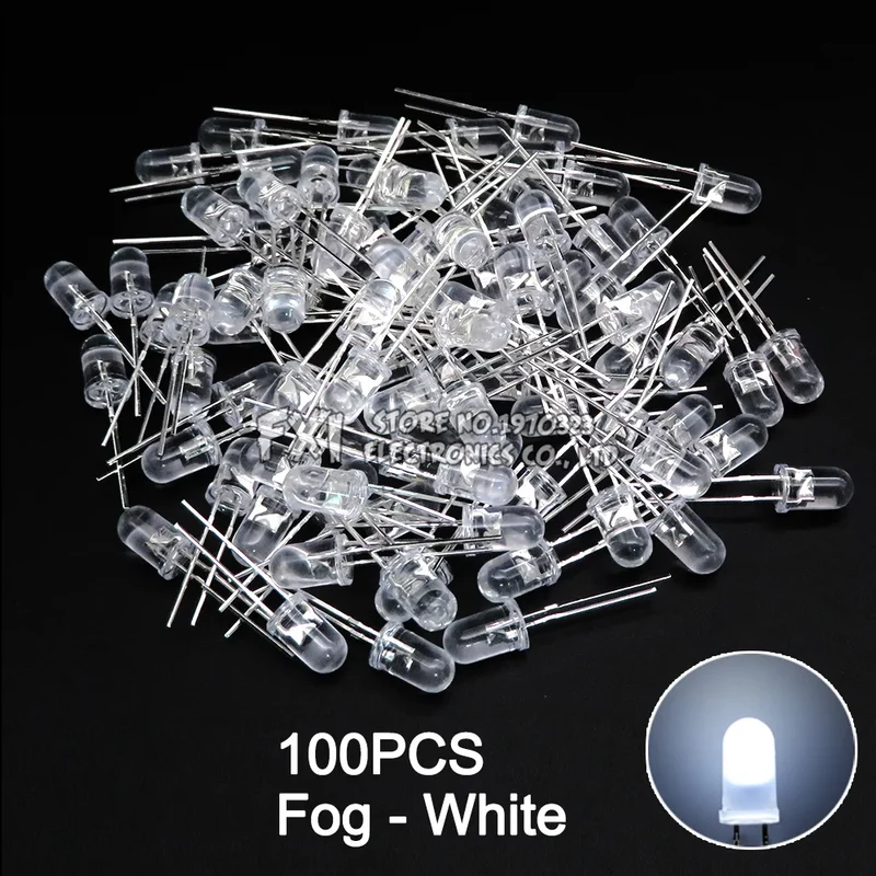 100PCS F5 LED Diode 5MM Assorted Kit White Green Red Blue Yellow Orange Pink Purple Warm White DIY kit Light Emitting Diode bxv