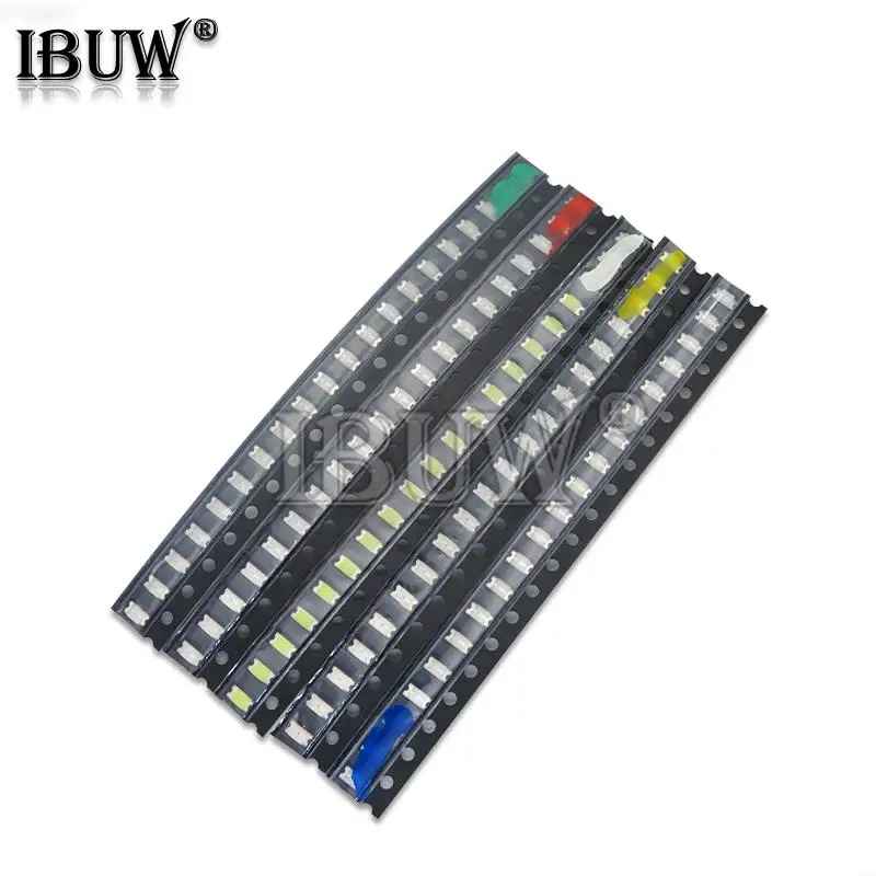 100PCS=5 colors x 20pcs 5050 5703 1210 1206 0805 0603 LED Diode Assortment SMD LED Diode Kit Green/ RED / White / Blue / Yellow
