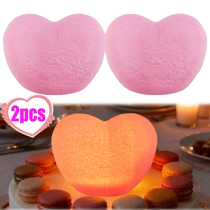 Romantic Creative 3D Love Heart LED Lamp Wedding Cake Night Light Ornament Birthday Christmas Home Ambient Light Gift Box Decor