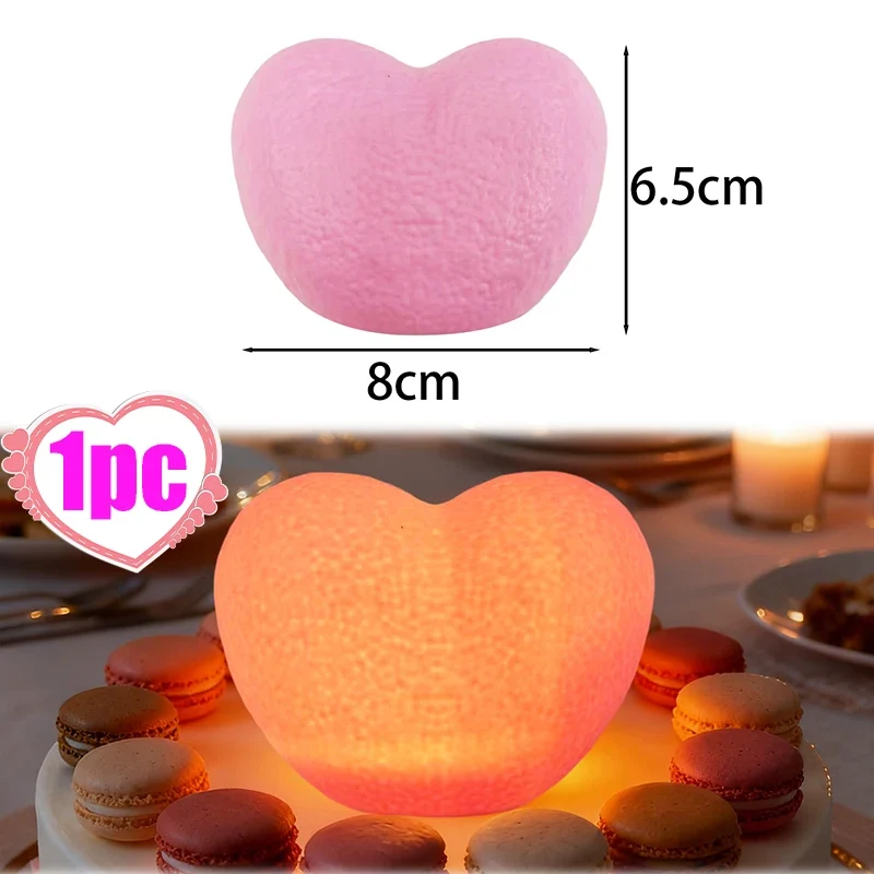 Romantic Creative 3D Love Heart LED Lamp Wedding Cake Night Light Ornament Birthday Christmas Home Ambient Light Gift Box Decor