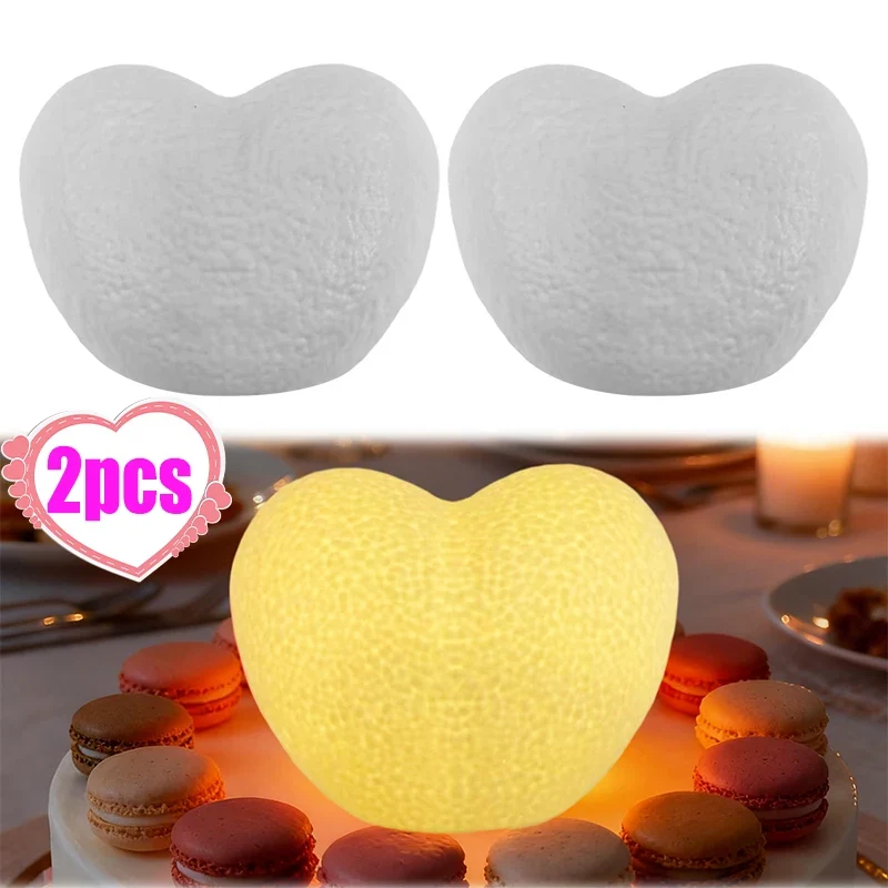 Romantic Creative 3D Love Heart LED Lamp Wedding Cake Night Light Ornament Birthday Christmas Home Ambient Light Gift Box Decor