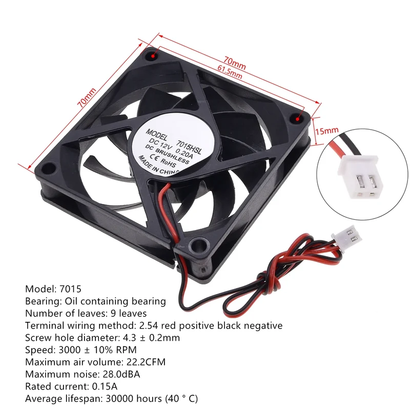 Silent DC12V Brushless Oil Content Cooling fan，for Power Supply Toy Chassis Multiple Sizes Available 2 3 4 5 6 7 8 9CM Silent