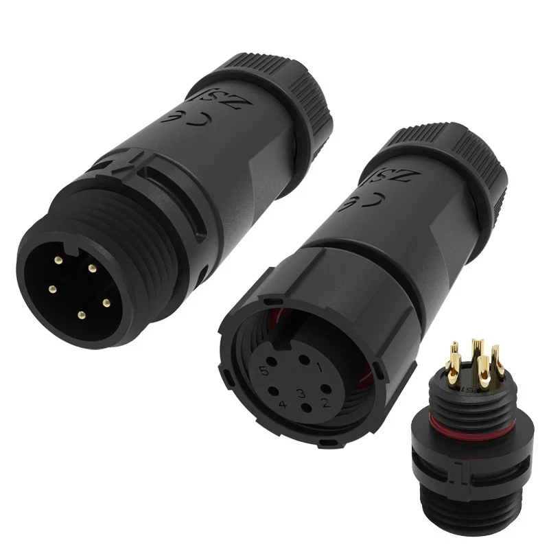 M12 Welded Connector Outdoor 2 3 4 5 6 7 8 Pin IP68 Waterproof Assembled Connector Joint Aviation Docking Male Female Plug