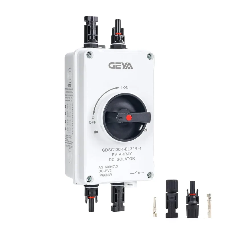 DC Solar Disconnect Switch Isolator Switch 32A1200V with IP66 Waterproof Enclosure PV Panel Disconnect Switch for Solar Systems