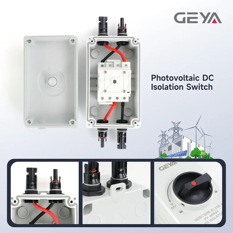 DC Solar Disconnect Switch Isolator Switch 32A1200V with IP66 Waterproof Enclosure PV Panel Disconnect Switch for Solar Systems