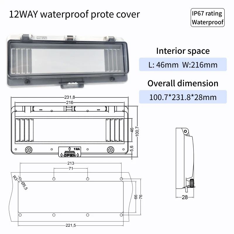 Outdoor Waterproof Window Cover with Lockable Circuit Breaker Electrical Box, Transparent Cover for IP67-Rated Button and Instru