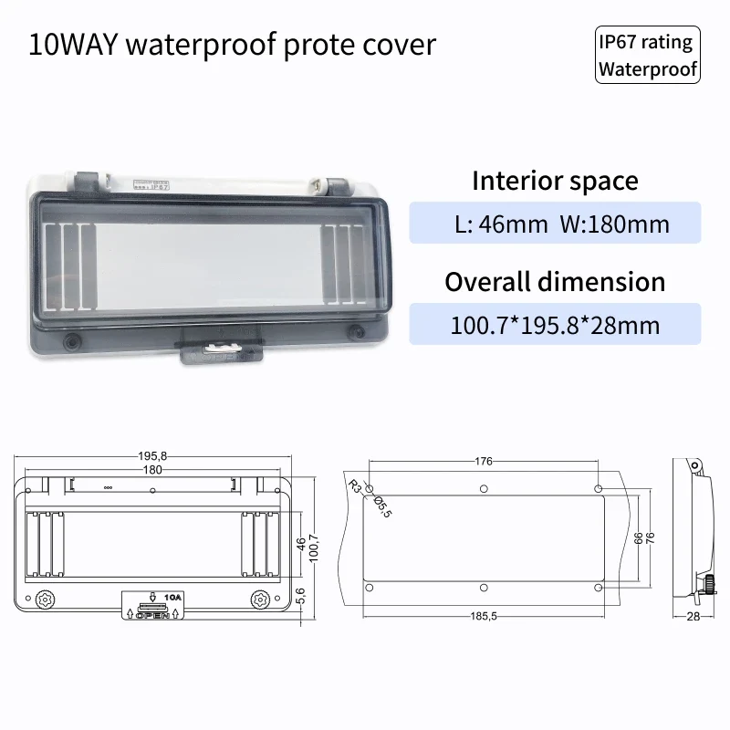 Outdoor Waterproof Window Cover with Lockable Circuit Breaker Electrical Box, Transparent Cover for IP67-Rated Button and Instru