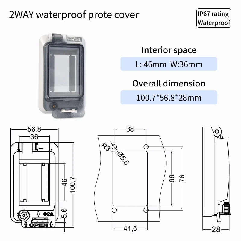 Outdoor Waterproof Window Cover with Lockable Circuit Breaker Electrical Box, Transparent Cover for IP67-Rated Button and Instru