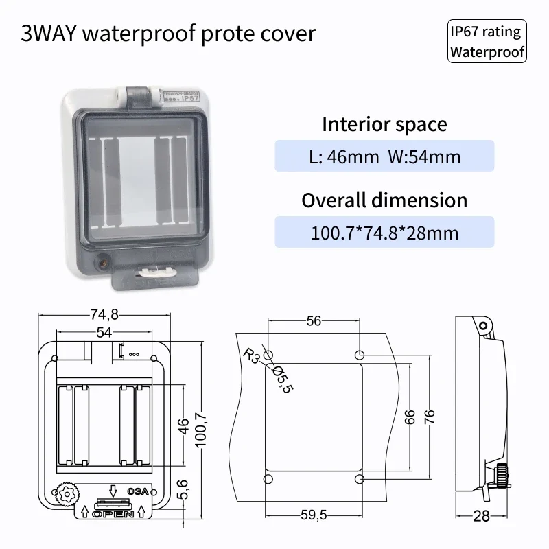 Outdoor Waterproof Window Cover with Lockable Circuit Breaker Electrical Box, Transparent Cover for IP67-Rated Button and Instru