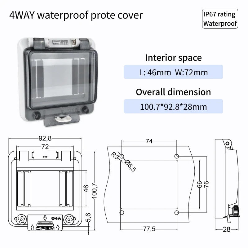 Outdoor Waterproof Window Cover with Lockable Circuit Breaker Electrical Box, Transparent Cover for IP67-Rated Button and Instru