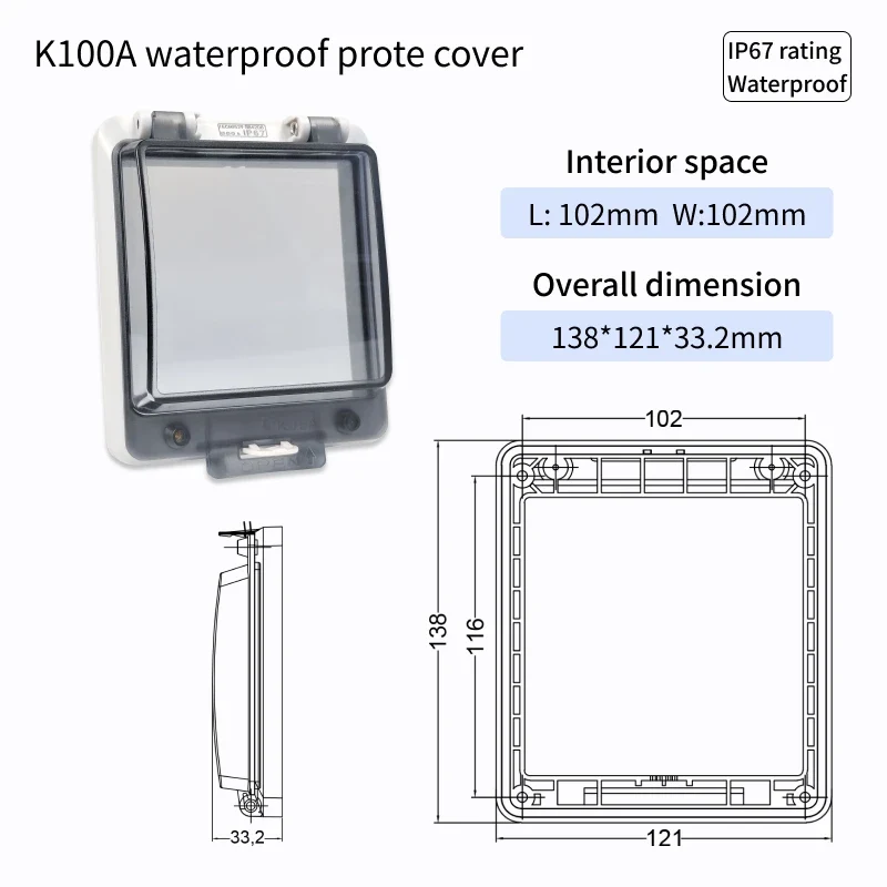 Outdoor Waterproof Window Cover with Lockable Circuit Breaker Electrical Box, Transparent Cover for IP67-Rated Button and Instru