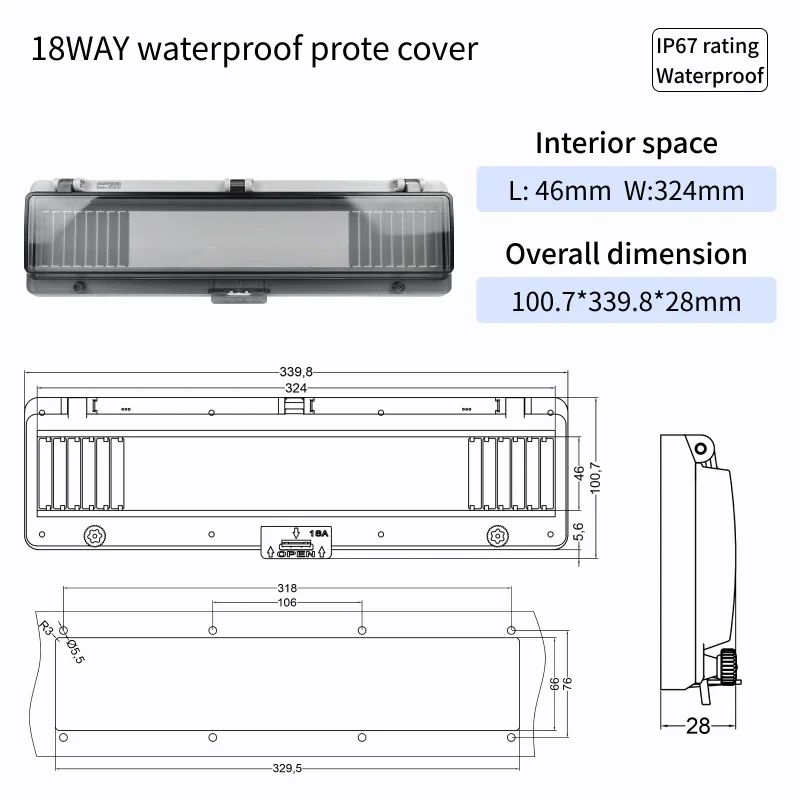 Outdoor Waterproof Window Cover with Lockable Circuit Breaker Electrical Box, Transparent Cover for IP67-Rated Button and Instru