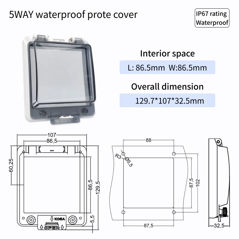 Outdoor Waterproof Window Cover with Lockable Circuit Breaker Electrical Box, Transparent Cover for IP67-Rated Button and Instru