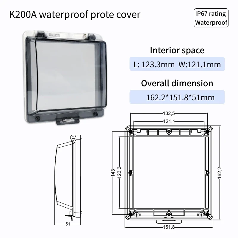 Outdoor Waterproof Window Cover with Lockable Circuit Breaker Electrical Box, Transparent Cover for IP67-Rated Button and Instru