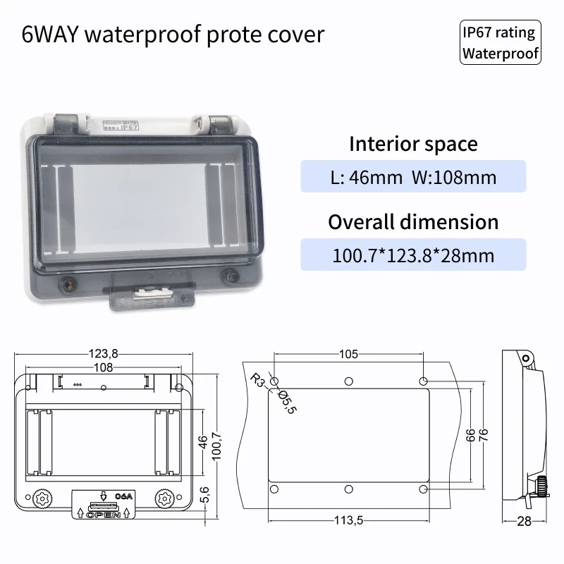 Outdoor Waterproof Window Cover with Lockable Circuit Breaker Electrical Box, Transparent Cover for IP67-Rated Button and Instru