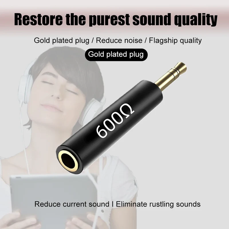 1PCS Conductor Earphone Impedance Plug 30 75 150 200 400 600 Ohm Noise Cancelling Adapter Resistance Reduce Noise Filter Plug