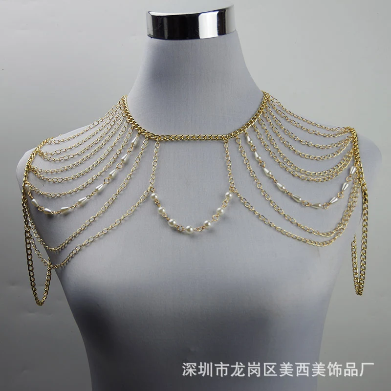 body chain jewelry European and American simple chain multi-layer shoulder chain body chain European and American exaggerated necklace