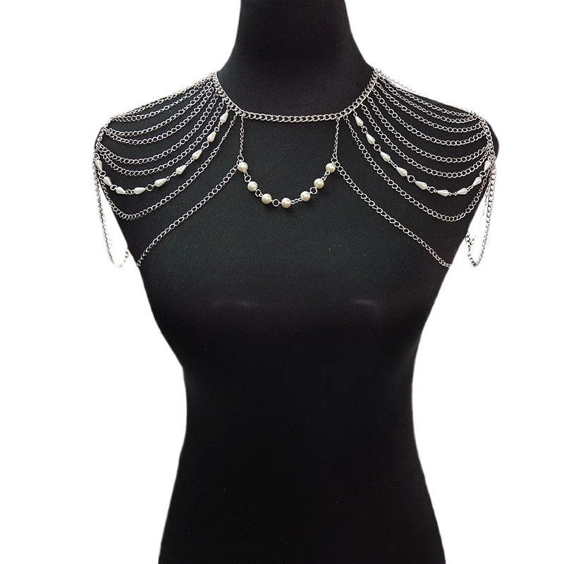 body chain jewelry European and American simple chain multi-layer shoulder chain body chain European and American exaggerated necklace