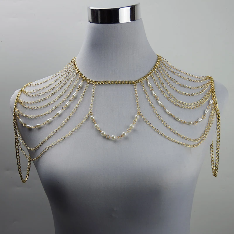 body chain jewelry European and American simple chain multi-layer shoulder chain body chain European and American exaggerated necklace