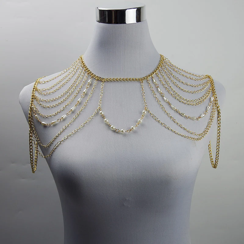 body chain jewelry European and American simple chain multi-layer shoulder chain body chain European and American exaggerated necklace