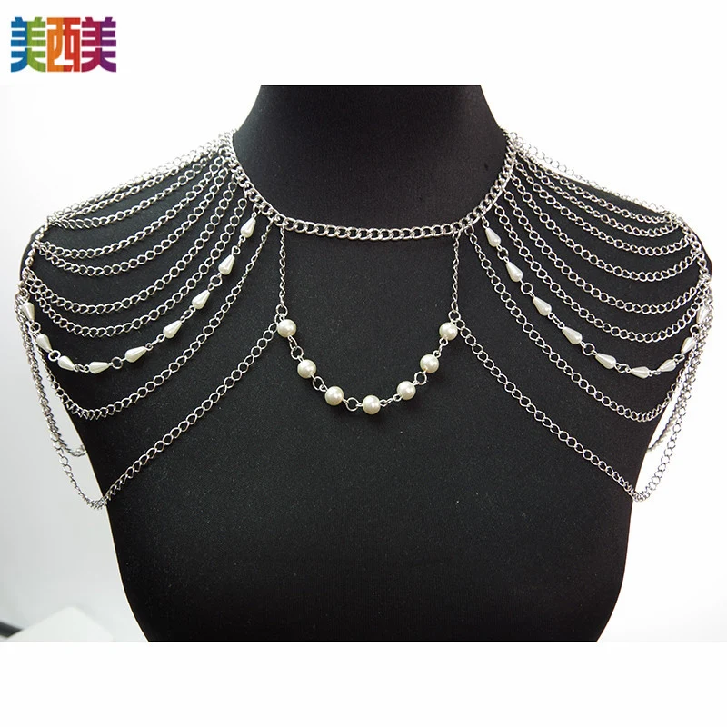 body chain jewelry European and American simple chain multi-layer shoulder chain body chain European and American exaggerated necklace