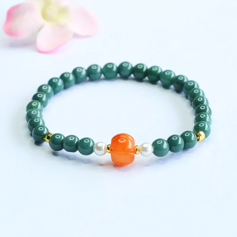 Guan Yu Natural Grade a Jadeite Blue Water Bracelet Golden Silk Jade Bracelet Live Broadcast Temple Hot Sale Wholesale S5070602