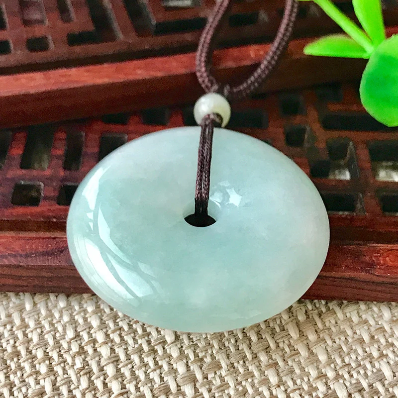 Jade Pendant with Natural Jadeite, Peaceful Buckle, Guanyin Jade Buddha, Burmese Jade Jewelry Factory Wholesale S2091518