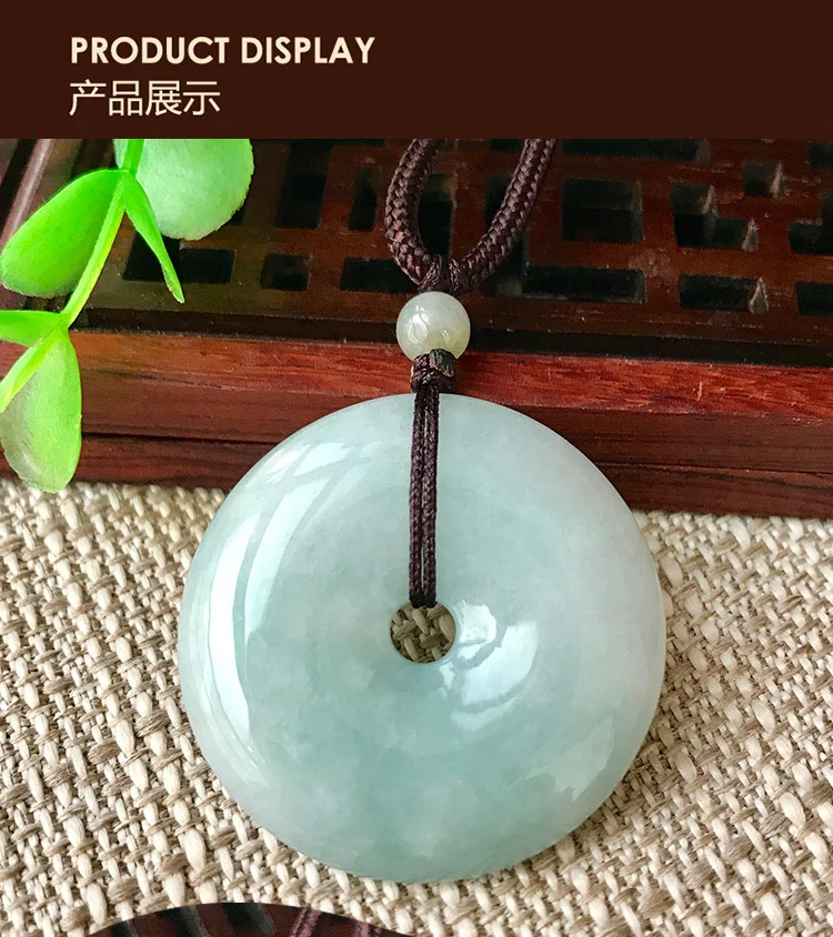 Jade Pendant with Natural Jadeite, Peaceful Buckle, Guanyin Jade Buddha, Burmese Jade Jewelry Factory Wholesale S2091518