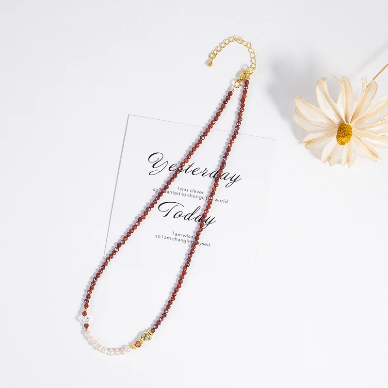 Natural Freshwater Pearl Necklace Imported Zircon Beaded Cutting High-grade Sense Exquisite All-match Love Pendant Necklace Women
