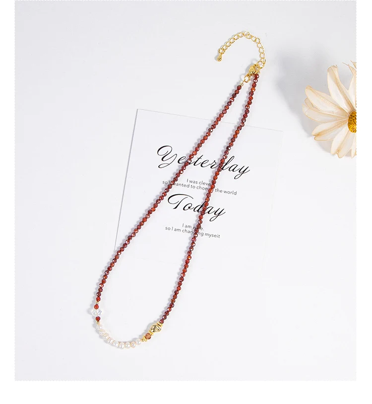 Natural Freshwater Pearl Necklace Imported Zircon Beaded Cutting High-grade Sense Exquisite All-match Love Pendant Necklace Women
