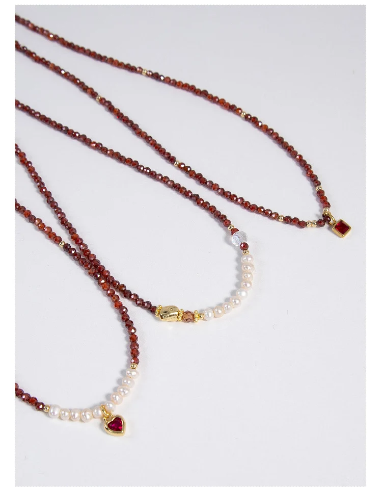 Natural Freshwater Pearl Necklace Imported Zircon Beaded Cutting High-grade Sense Exquisite All-match Love Pendant Necklace Women