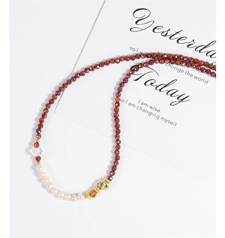 Natural Freshwater Pearl Necklace Imported Zircon Beaded Cutting High-grade Sense Exquisite All-match Love Pendant Necklace Women