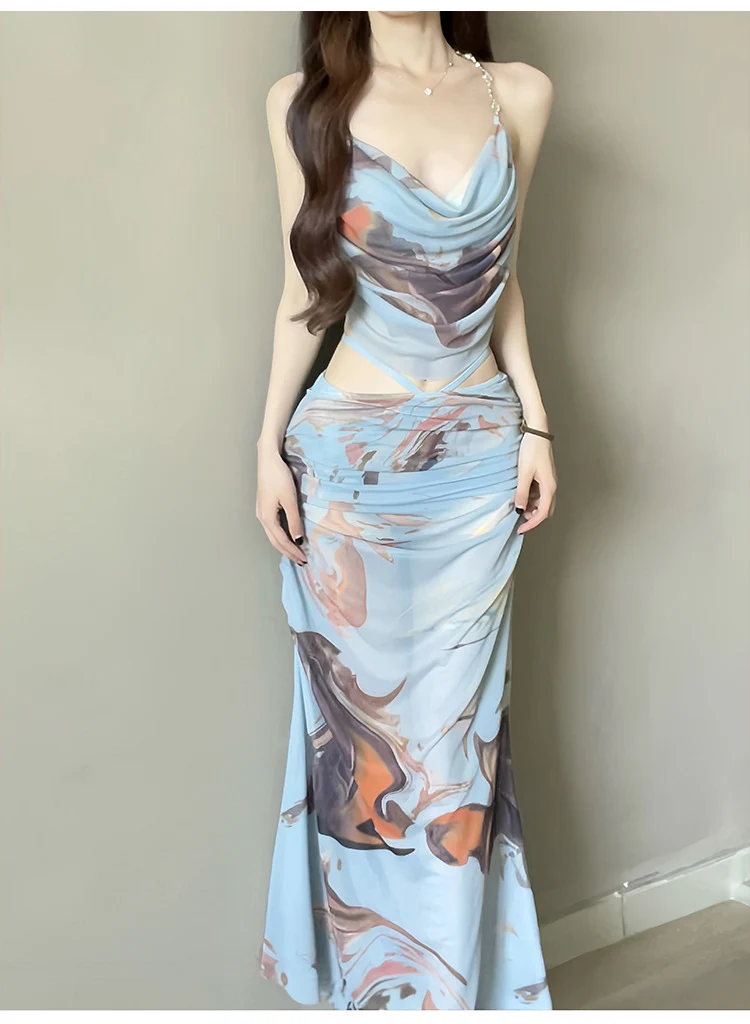 Hot Girl Bikini Swimsuit Female Three-Piece Seaside Vacation Long Skirt Small Breast Push-Up with Underwire Sexy Hot Spring Swimsuit