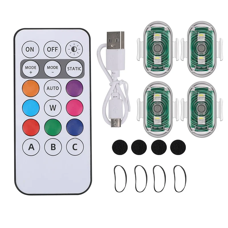 Cross-border new motorcycle electric vehicle night warning light wireless remote control aircraft light colorful anti-collision induction light